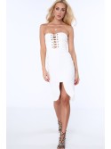 Cream dress with ties ZZ222 - Online store - Boutique